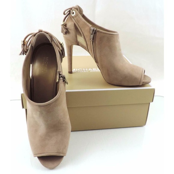Michael Kors Jenings Bootie High Heels Sandals Open Toe Nude Dark Khaki Size 9.5 - Picture 9 of 10